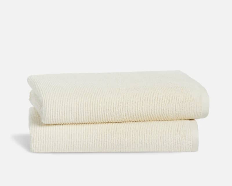 Organic Ribbed Bath Towels, Set of 2