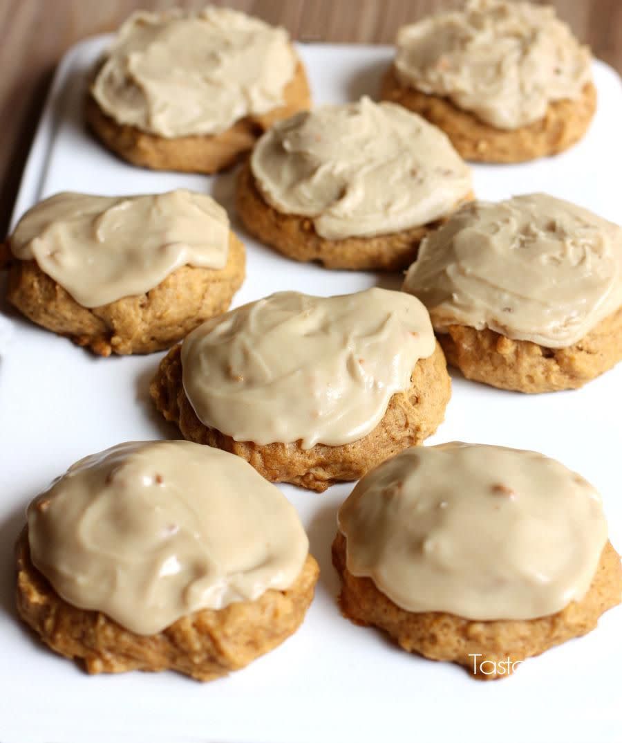 Pumpkin Cookies with Caramel Frosting