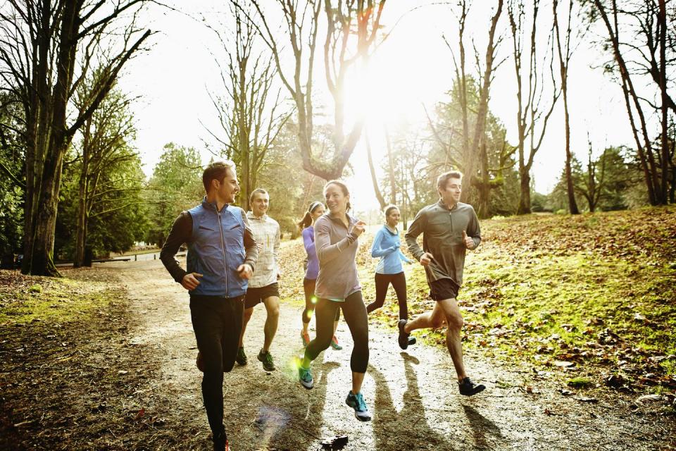 <p>Running, like life, is just more fun when you get your friends or family to join you on the journey—plus, it makes you more accountable. In addition to sharing your <a href="https://www.runnersworld.com/runners-stories/a27546583/rw-run-streak/" rel="nofollow noopener" target="_blank" data-ylk="slk:run streak card on social media" class="link ">run streak card on social media</a>, get a pal to join you for some miles, either in-person or virtually. In the words of Coach Jess: “The sweet taste of victory is that much sweeter when we have others with us to share it.” </p><p><a class="link " href="https://www.runnersworld.com/training/a31126575/find-a-running-group/" rel="nofollow noopener" target="_blank" data-ylk="slk:Read more about the pros of group runs">Read more about the pros of group runs</a> </p>