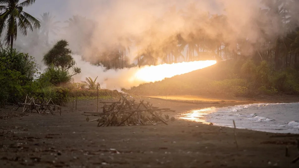 U.S. soldiers assigned to the Army's 1st Multi-Domain Task Force fire an M142 HIMARS during the exercise Balikatan at Rizal, Philippines, on May 2, 2024. (Cpl. Kyle Chan/U.S. Marine Corps)