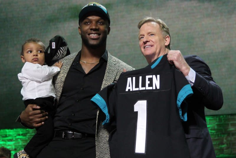 The Jacksonville Jaguars selected Josh Allen out of Kentucky in the 2019 NFL Draft. File Photo by John Sommers II/UPI