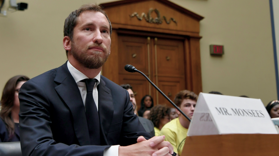 James Monsees in a congressional hearing in July 2019, shown in Big Vape: The Rise and Fall of Juul  (Netflix)