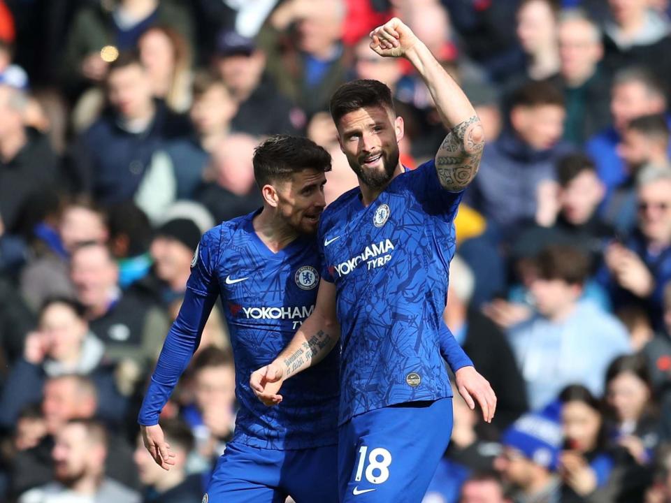 Olivier Giroud of Chelsea celebrates: Getty Images