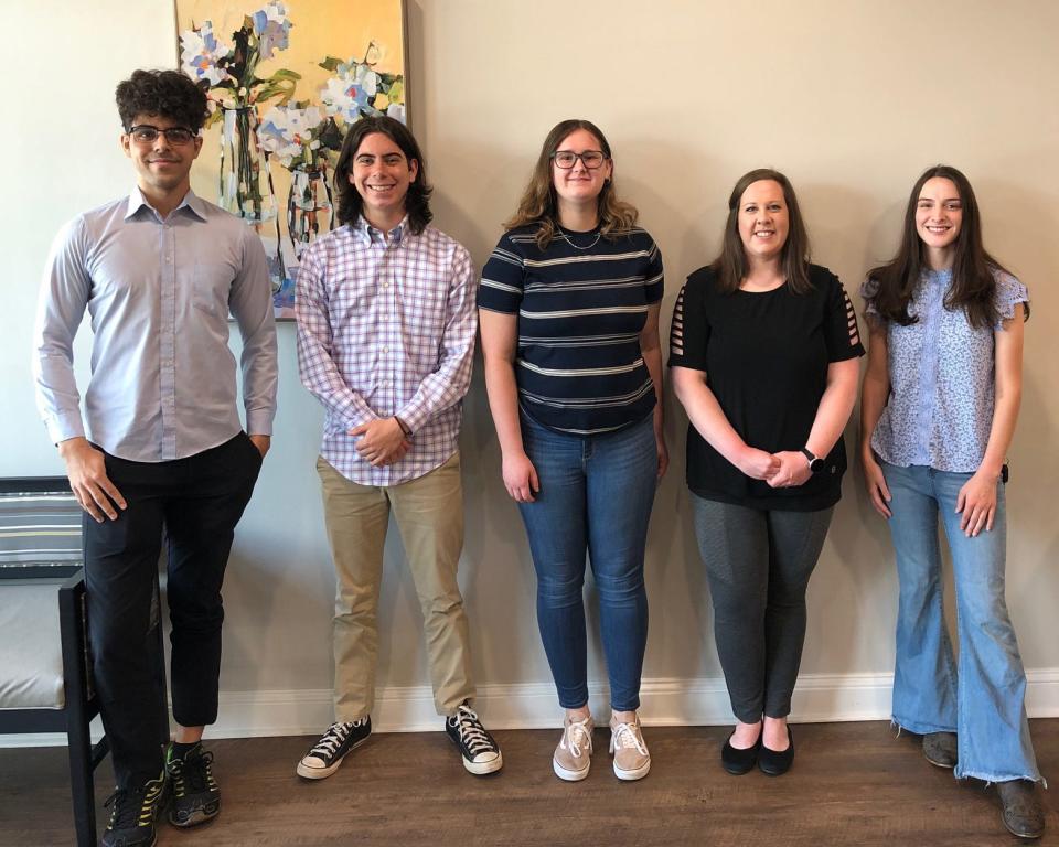 Recipients of scholarships from the Carolina Village Scholarship Fund this year are, from left: Ayman Kassem, Andrew Renegar, Makenna Cermak, Cheryl Plott, Lillian Pierson (not pictured Arely Perez, Ashley Rich).