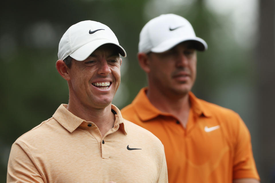 Rory McIlroy, Brooks Koepka are enjoying a day at the course. (Patrick Smith/Getty Images)