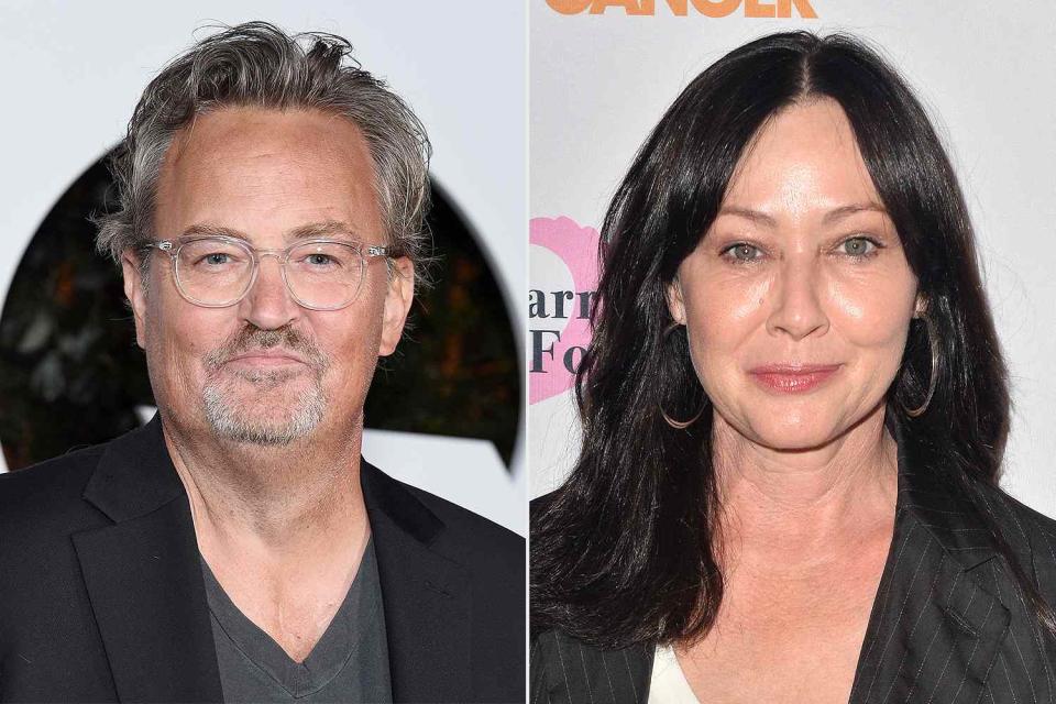 <p>Gregg DeGuire/FilmMagic, Jerod Harris/Getty </p> Shannen Doherty and Matthew Perry