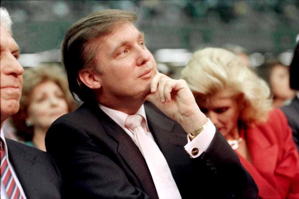 ATLANTIC CITY, NJ - JANUARY 22:  Businessman Donald Trump ringside at Tyson vs Holmes Convention Hall in Atlantic City, New Jersey January 22 1988. (Photo by Jeffrey Asher/ Getty Images)