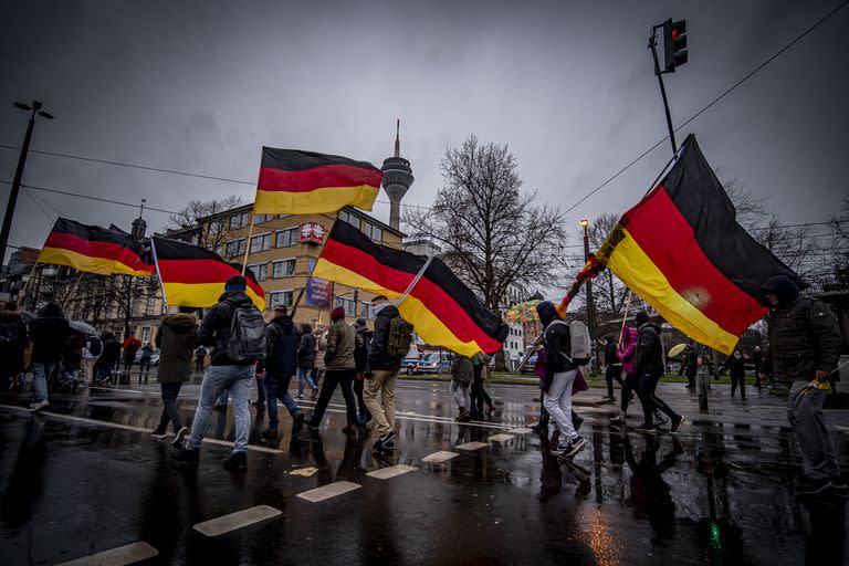 Marcha contra las restricciones anticovid en Düsseldorf