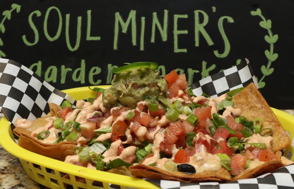 The award winning vegetarian loaded nachos at Soul Miner’s Garden Market on Union Road Thursday morning, Jan. 19, 2023.