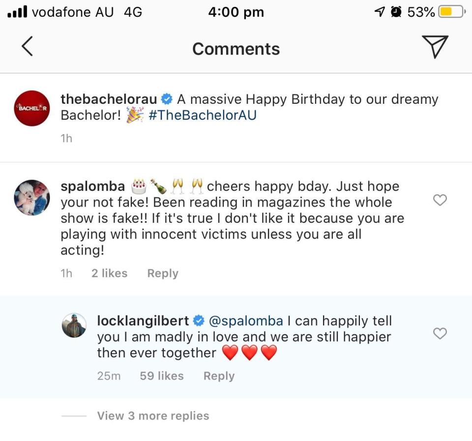 Bachelor Instagram Locky confirms he is 'madly in love'