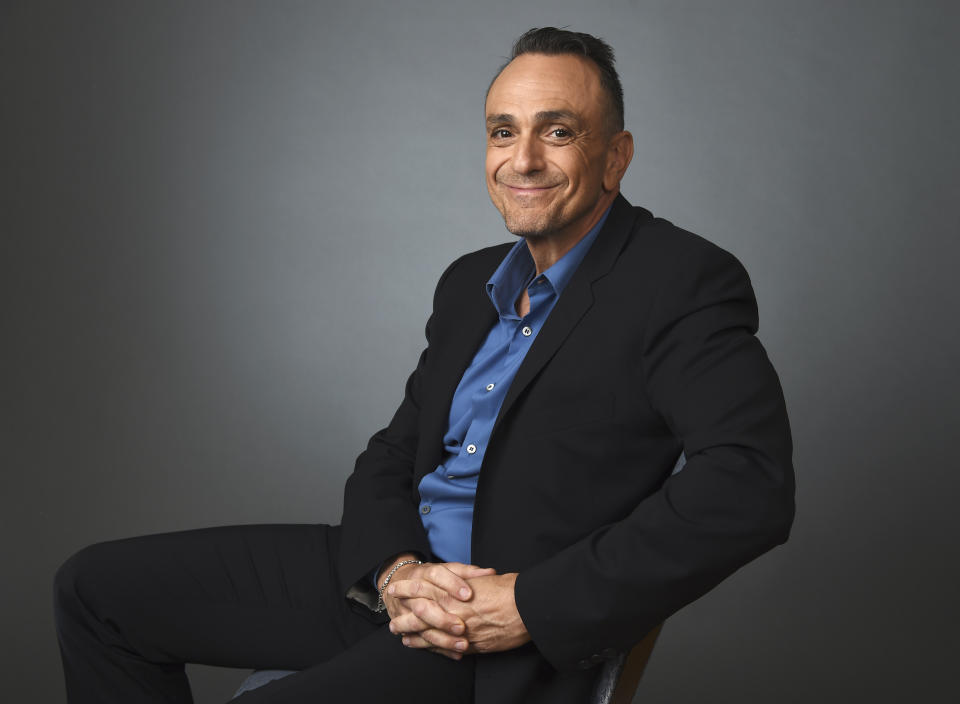 FILE - Hank Azaria, a cast member and executive producer of the IFC comedy series "Brockmire," poses for a portrait during the 2020 Winter Television Critics Association Press Tour, Thursday, Jan. 16, 2020, in Pasadena, Calif. Azaria turns 58 on April 25. (AP Photo/Chris Pizzello, File)