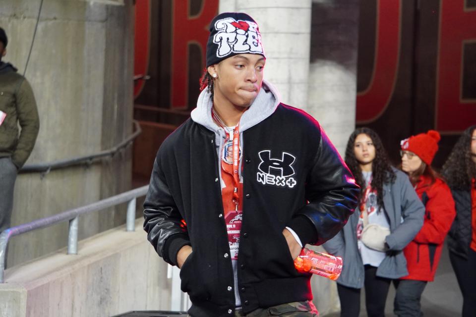 Recruit Aaron Scott visits Ohio Stadium the day of the Ohio State, Michigan State football game on Nov. 11, 2023.