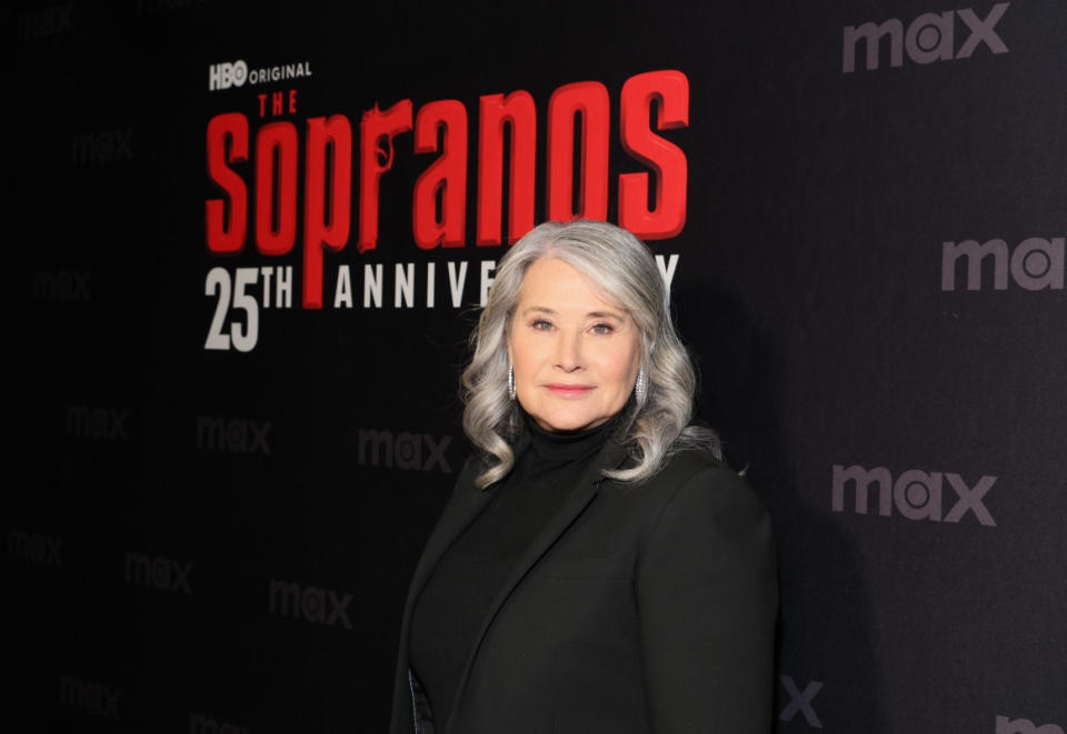 Lorraine Bracco attends HBO's "The Sopranos" 25th anniversary celebration on January 10, 2024 at Da Nico Ristorante in New York City. <p>Dia Dipasupil/Getty Images</p>