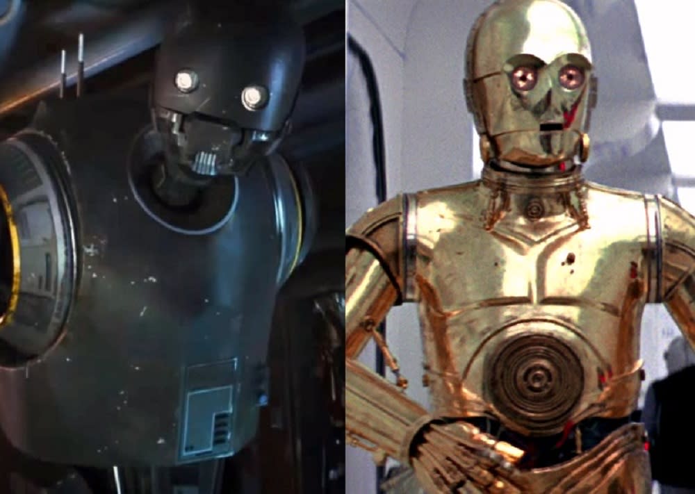 'Rogue One's KS20 and classic 'Star Wars' droid C3PO (credit: Lucasfilm)