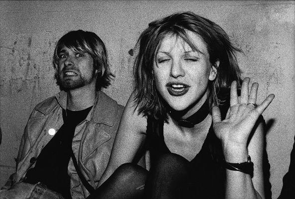 <p>Kurt Cobain and Courtney Love on a VIP balcony during a Mudhoney concert at the Hollywood Palladium in December 1992. The two first met in 1990 at a nightclub in Portland, Oregon.</p>