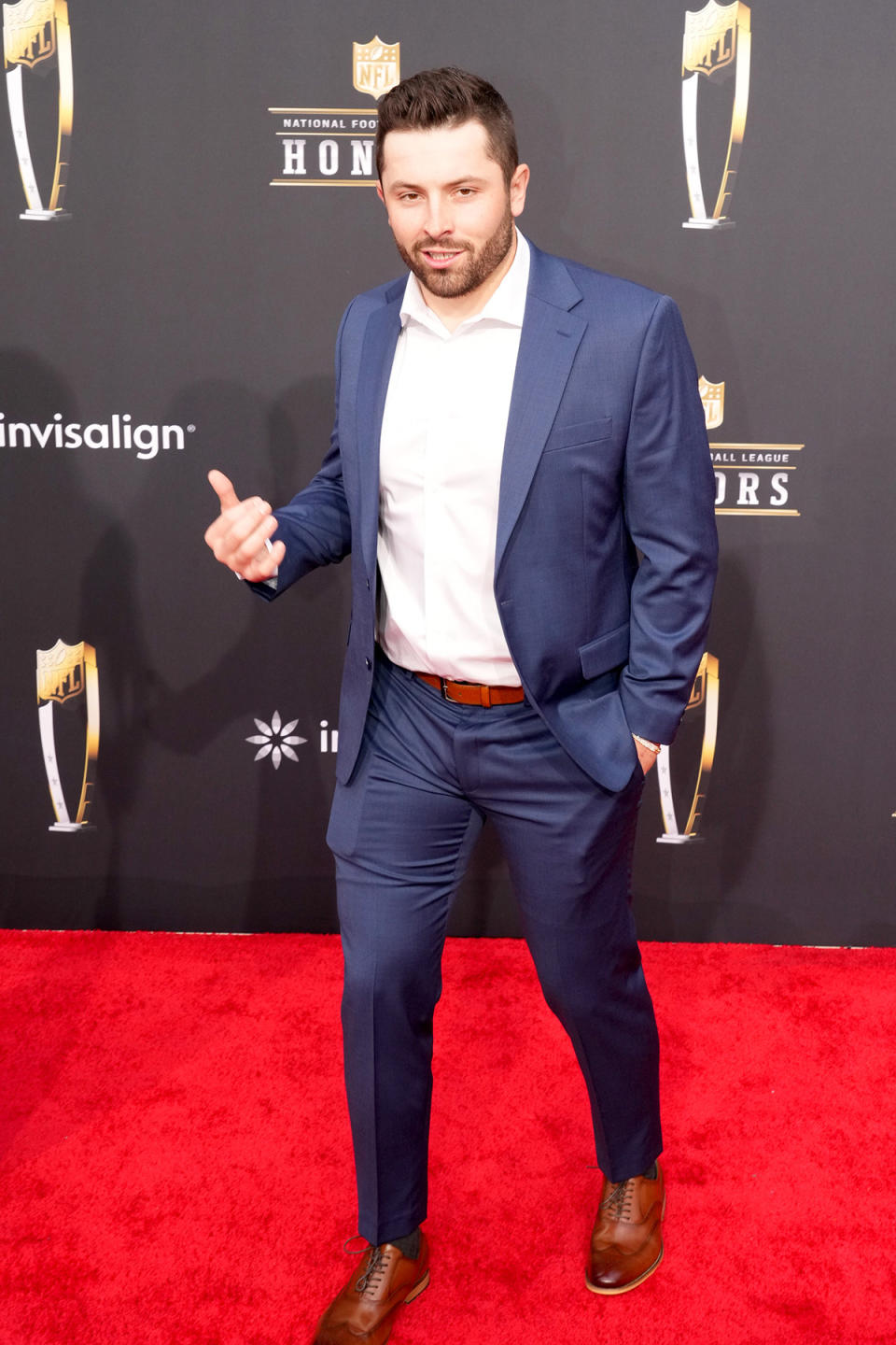 LAS VEGAS, NEVADA - FEBRUARY 08: Baker Mayfield attends the 13th Annual NFL Honors at Resorts World Theatre on February 08, 2024 in Las Vegas, Nevada. (Photo by Jeff Kravitz/FilmMagic)