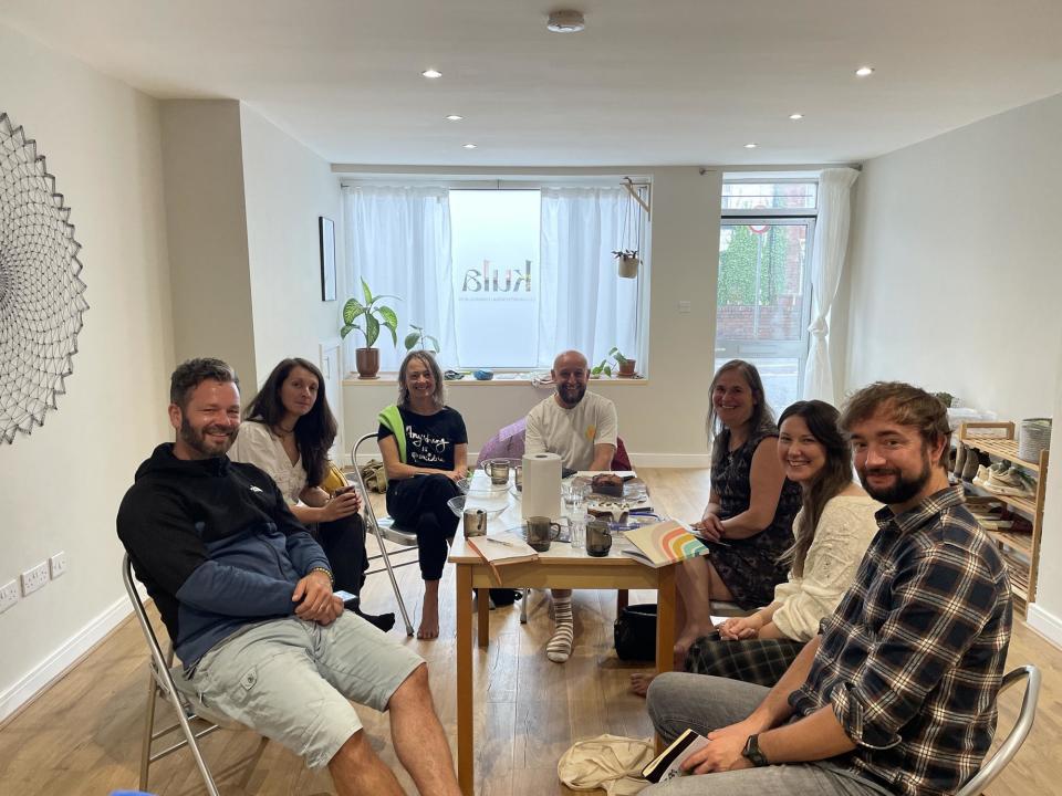 Daniel Smith, Bronwyn Benstead, Elaine Rudge, Simon Paterson, Ana Ochoa-de-Eribe, Lizzie Henshaw, Martyn Stonehouse  at a Slow Social meet-up for company founders and business owners which is held on the third Friday of the month at Kula. (Photo: Submitted)