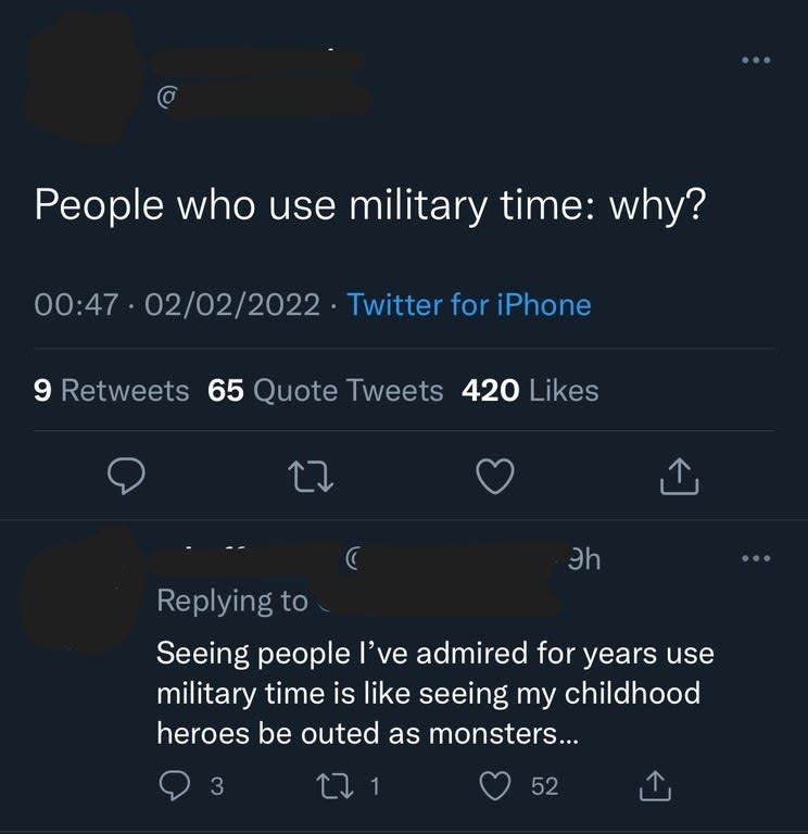 person who is disappointed. in people using military time