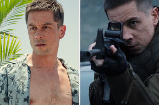 Killian Scott in Kaos (left) and Secret Invasion (right)