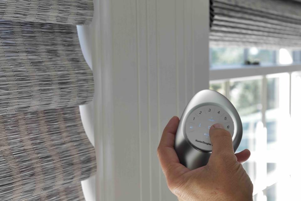 Smart Shades from Hunter Douglas let you press a single button, use a voice-enabled helper such as Alexa or use an app to set a schedule to keep your house cool when it’s hot outside – or warm when cooler weather rolls in.