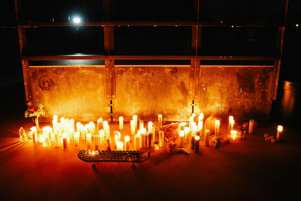 Candles are lit in Nichols' honor at the vigil in Sacramento.<span class="copyright">Mark Dillon for TIME</span>