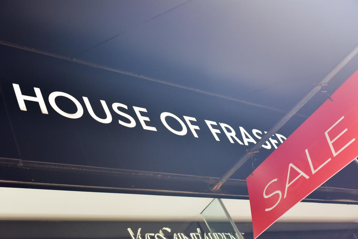 LONDON, UNITED KINGDOM - AUG 10: House of Fraser has been bought by Sports Direct for £90 million after going into administration.  PHOTOGRAPH BY Matthew Chattle / Barcroft Images (Photo credit should read Matthew Chattle / Barcroft Images / Barcroft Media via Getty Images)