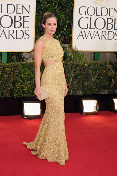 Golden Globes 2013: Emily Blunt was a golden girl in Michael Kors © Getty