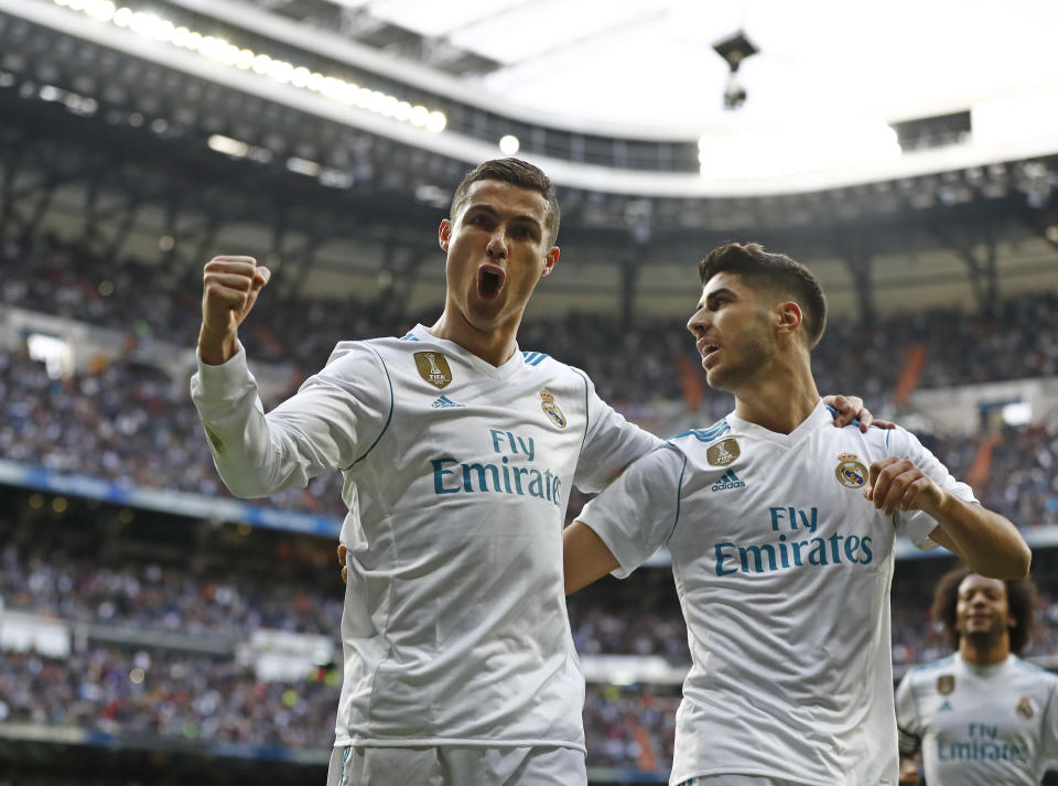 Real Madrid pair Cristiano Ronaldo and Marco Asensio.