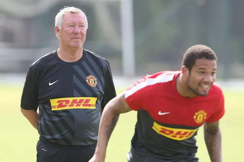 Sir Alex Ferguson watches on as Bebe takes part in Manchester United training