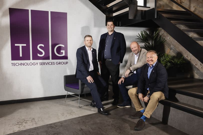 Members of TSG’s senior leadership team (from left to right): Steven Lynn, CFO; Rory McKeand, CEO; Andrew Hayward, CCO; Rob Jones, COO