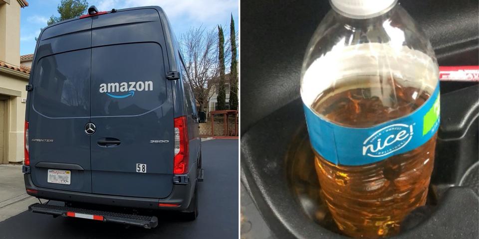 Amazon driver thumb pee bottle
