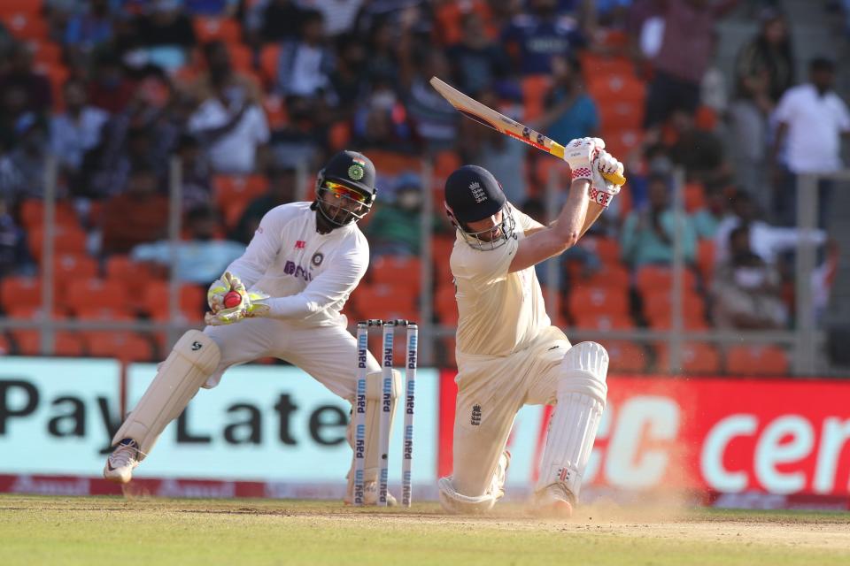 Rishabh Pant takes the catch to dismiss Dom SibleyBCCI