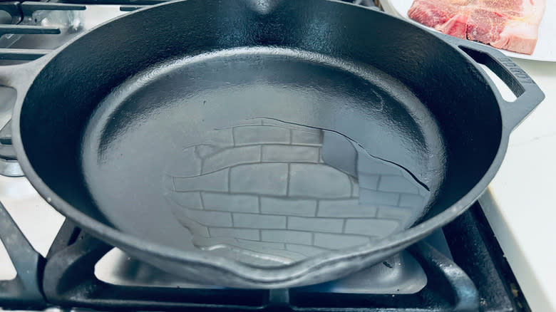 cast-iron pan with oil