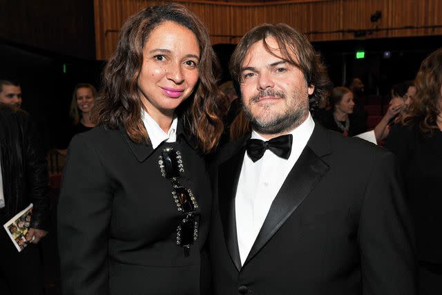 <p>Allen Berezovsky/Getty</p> Maya Rudolph and Jack Black at the Poetic Justice 2015 Fundraiser for Coalition for Engaged Education