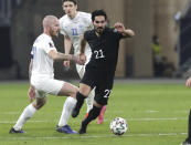 Ilkay Gundogan, de Alemania, conduce el balón durante el partido ante Islandia, disputado el jueves 25 de marzo de 2021 y correspondiente a la eliminatoria mundialista (AP Photo/Michael Sohn)