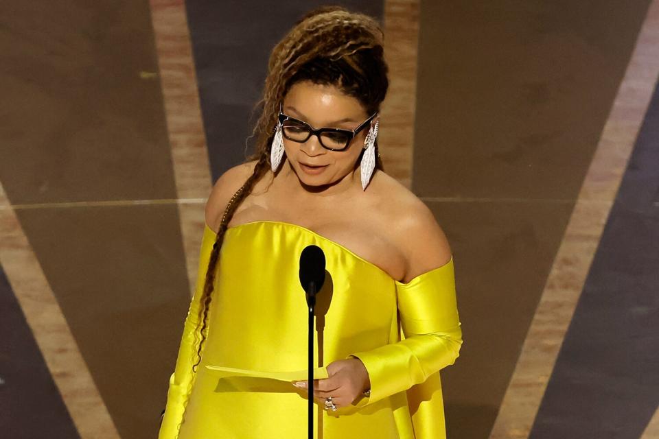 Ruth E. Carter accepts the Best Costume Design award for "Black Panther: Wakanda Forever" onstage during the 95th Annual Academy Awards at Dolby Theatre on March 12, 2023 in Hollywood, California.