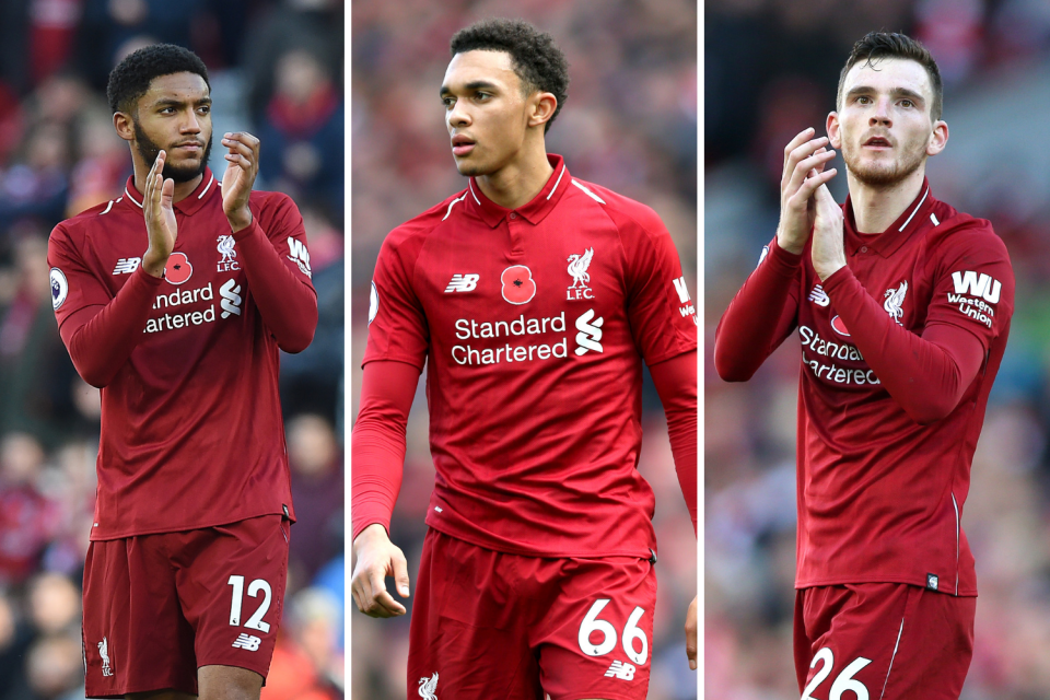 Liverpool want to tie Joe Gomez (left), Trent Alexander-Arnold (centre) and Andy Robertson (right) to new contracts at Anfield