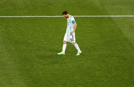Argentina's Lionel Messi reacts after conceding their second goal scored by Croatia's Luka Modric. REUTERS/Carlos Barria