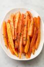 <p>You can swap the butter for olive oil on these <a href="https://www.delish.com/cooking/g929/carrot-recipes/" rel="nofollow noopener" target="_blank" data-ylk="slk:carrots;elm:context_link;itc:0;sec:content-canvas" class="link ">carrots</a> if need be, and try out different combos of your favorite herbs and spices. Make sure your <a href="https://www.delish.com/cooking/recipe-ideas/g40322418/honey-recipes/" rel="nofollow noopener" target="_blank" data-ylk="slk:honey;elm:context_link;itc:0;sec:content-canvas" class="link ">honey</a> is pure (no added corn syrup!) to keep it Kosher.</p><p>Get the <a href="https://www.delish.com/cooking/recipe-ideas/recipes/a58381/honey-glazed-carrots-recipe/" rel="nofollow noopener" target="_blank" data-ylk="slk:Honey-Glazed Carrots recipe;elm:context_link;itc:0;sec:content-canvas" class="link "><strong>Honey-Glazed Carrots recipe</strong></a>.</p>