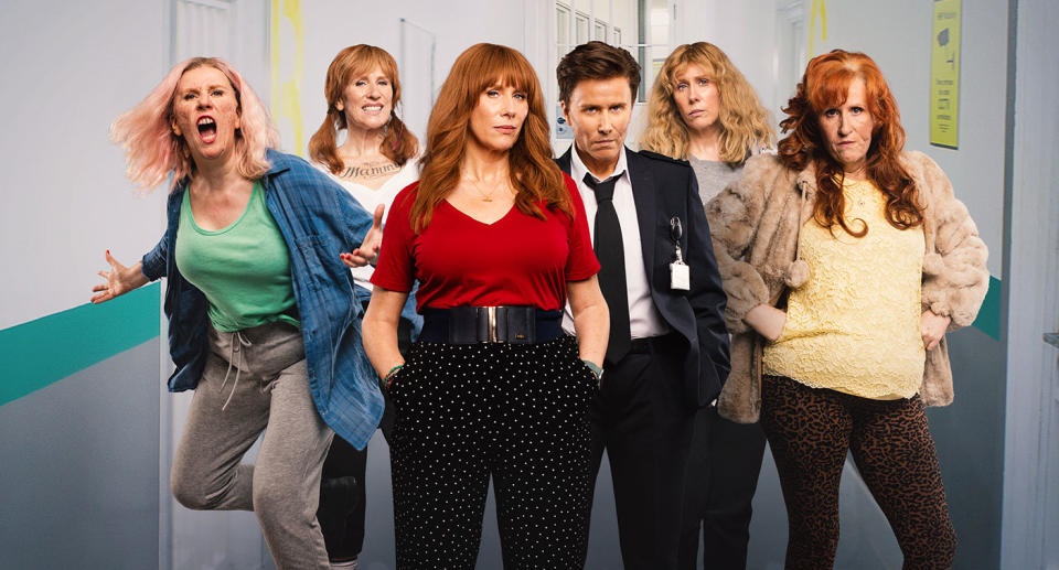 Catherine Tate plays multiple characters in the prison comedy Hard Cell. (Netflix)