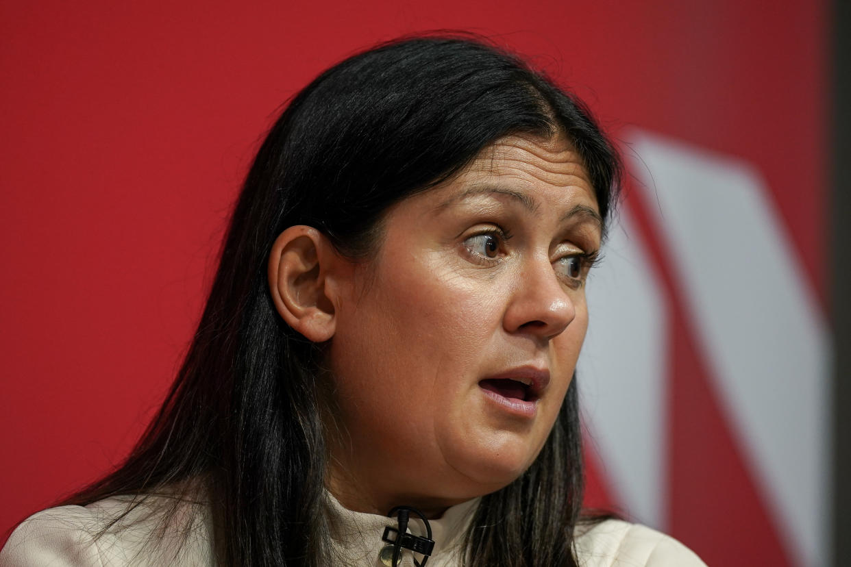 LIVERPOOL, ENGLAND - OCTOBER 09: Lisa Nandy, Shadow Cabinet Minister for International Development speaks during an In Conversation fringe event on day two of the Labour Party conference on October 09, 2023 in Liverpool, England. Shadow Chancellor Rachel Reeves is among Labour MPs and Shadow Ministers addressing delegates on day two of party conference.  (Photo by Ian Forsyth/Getty Images)