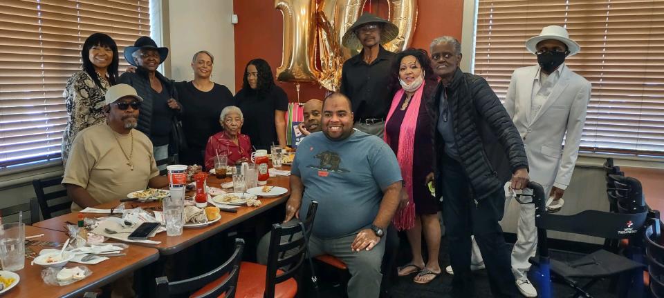 Beatrice Pruitt of Hesperia celebrated her 110th birthday with loved ones on Sunday at Golden Corral restaurant.