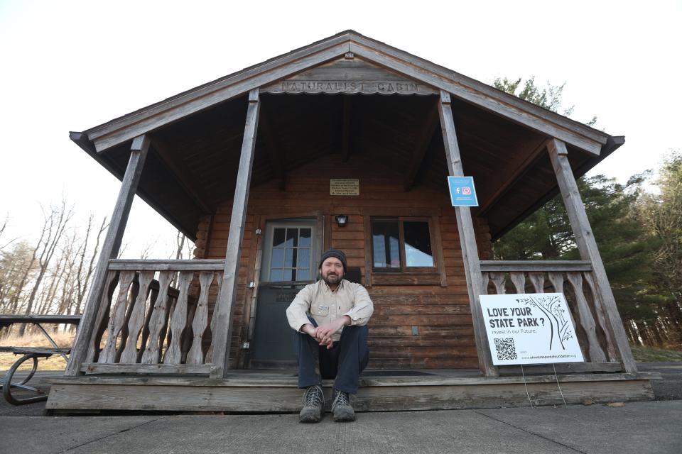 New Dillon State Park naturalist Michael Durst outside the Naturalist Cabin at the park.