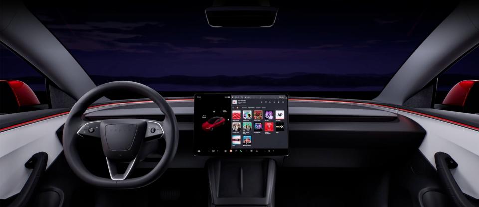 Tesla's updated Model 3 interior includes wraparound ambient lighting