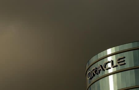 The company logo is shown at the headquarters of Oracle Corporation in Redwood City, California February 2, 2010. REUTERS/Robert Galbraith