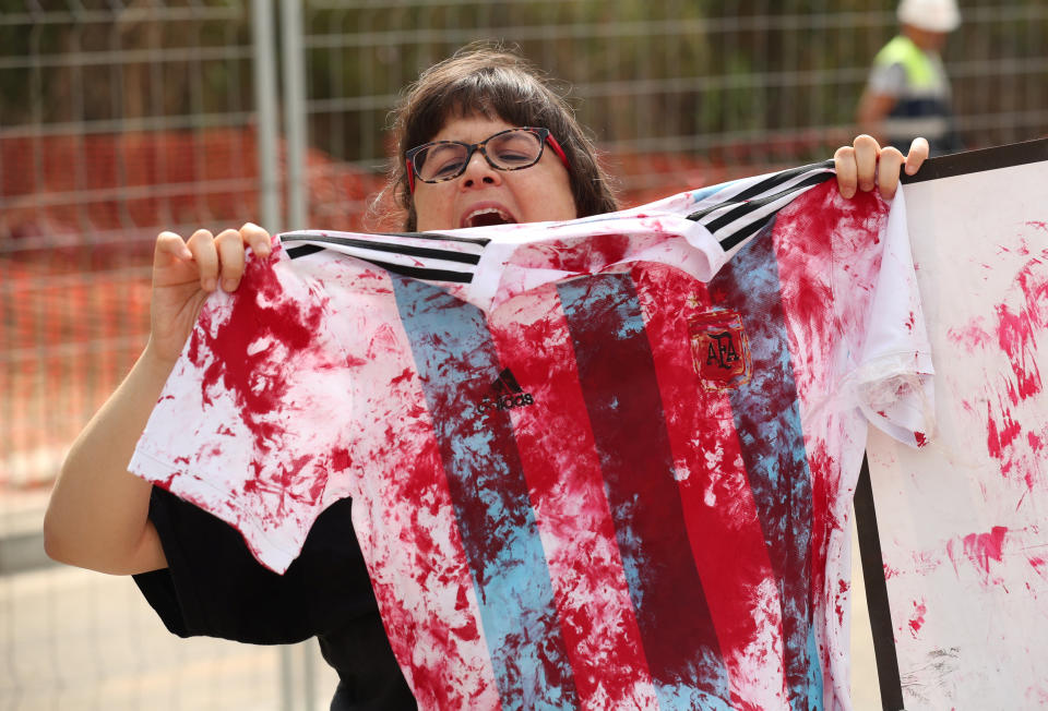 Escrache pro Palestina a la Selección Argentina en Barcelona