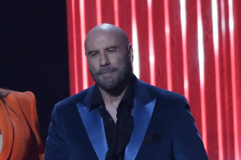 John Travolta presents an award at the 36th annual MTV Video Music Awards at the Prudential Center in Newark, N.J., on August 26, 2019. The actor turns 70 on February 18. File Photo by John Angelillo/UPI