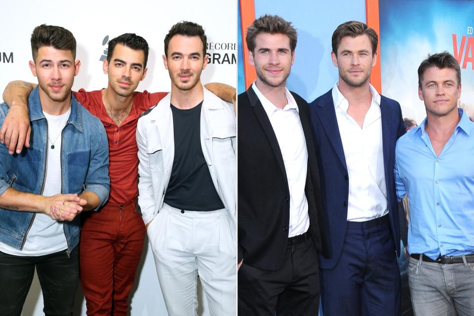 Nick Jonas, Joe Jonas, Kevin Jonas; Liam Hemsworth, Chris Hemsworth; Luke Hemsworth