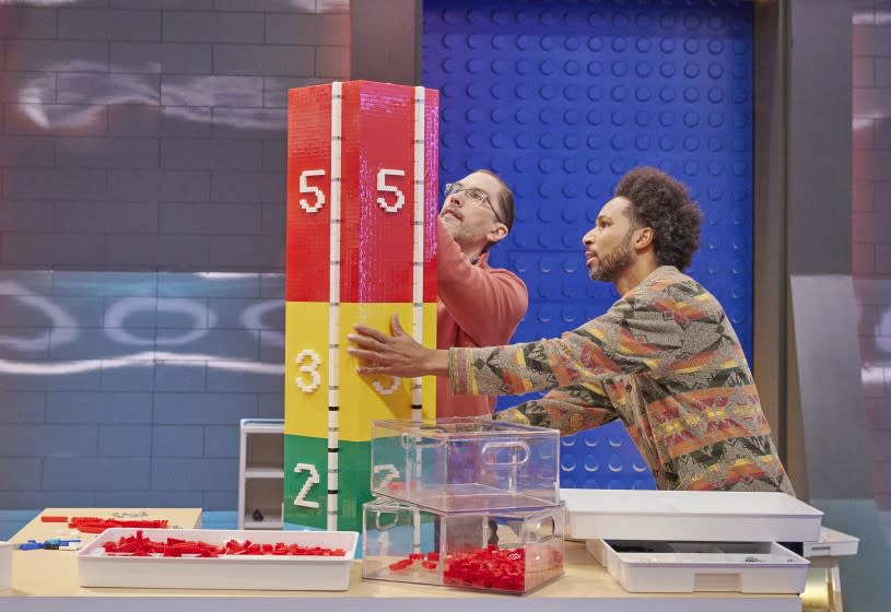 Contestants Dave and Richard compete in "Lego Masters," which debuts its second season June 1 on Fox.