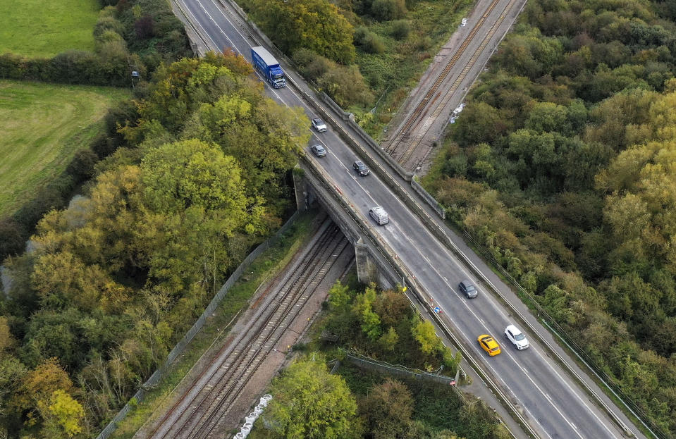 The A40 near Oxford where a four-year-old girl, a six-year-old boy, an eight-year-old girl and a 29-year-old woman from Chinnor, Oxfordshire, died Monday night after a collision between a people carrier and a heavy goods vehicle.